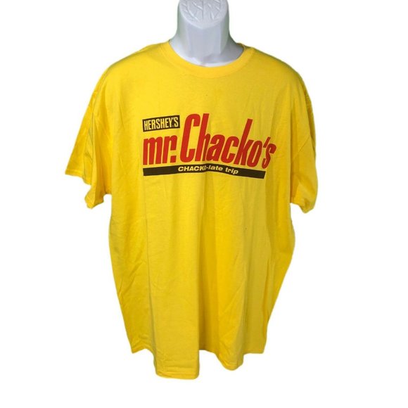 HERSHEY’S MR CHACKO’S YELLOW SHIRT GILDAN MENS XL - Picture 1 of 6